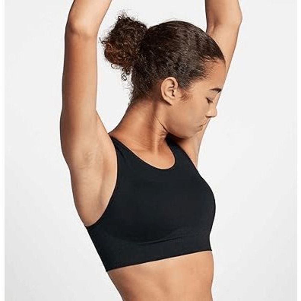 NEW Womens Small NIKE Seamless Light Support Training Bra Logo 858733-010.Black